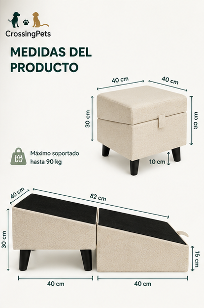 Dog ramp 2.0 with pouf