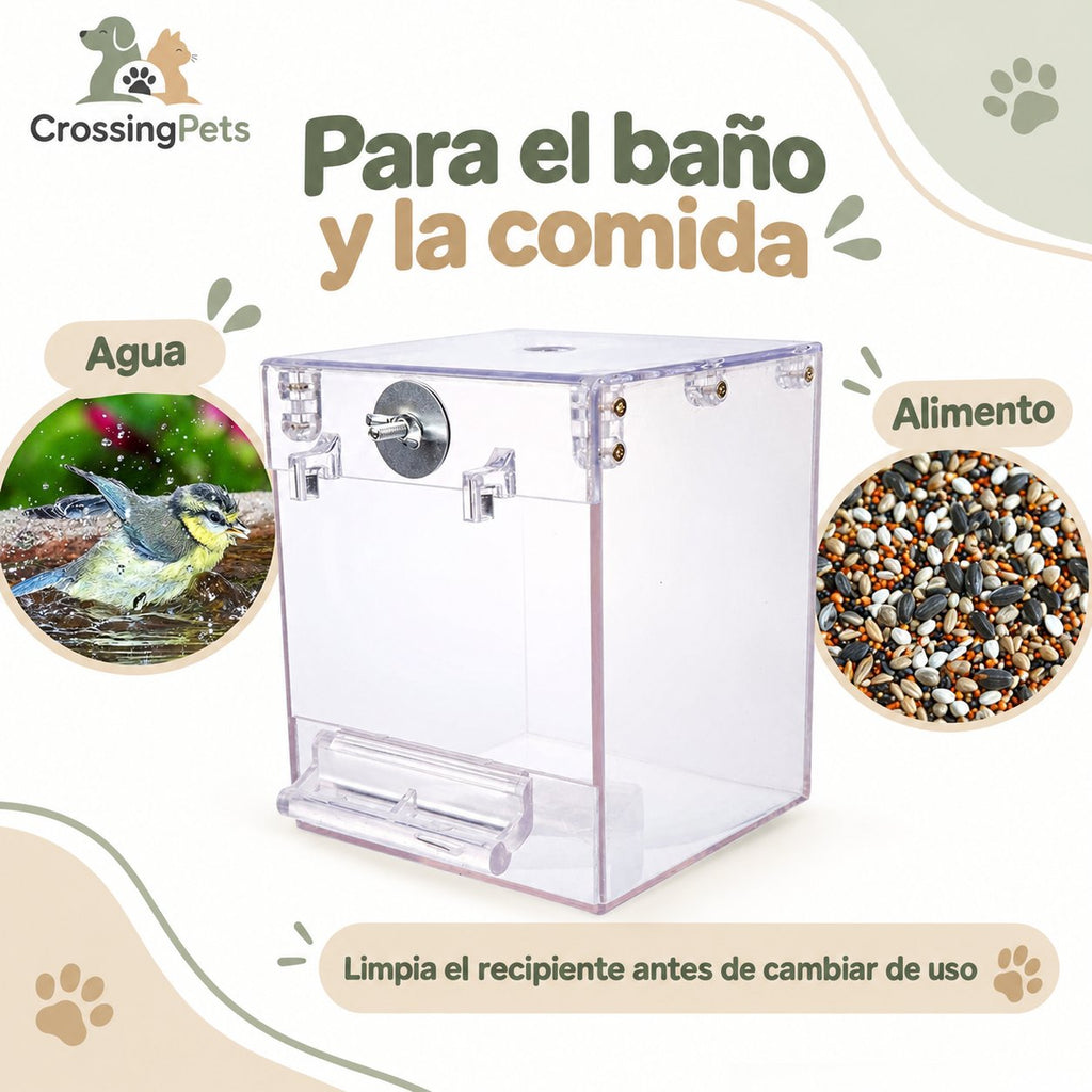 Bañera transparente para aves con fijación a jaula — CrossingPets · imagen 2