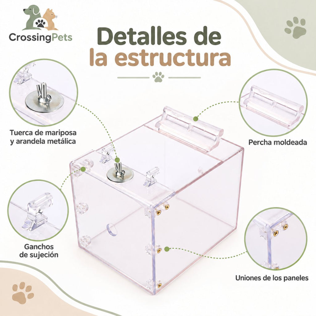 Bañera transparente para aves con fijación a jaula — CrossingPets · imagen 6