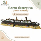 Barco decorativo de resina para acuario · Diseño Titanic — CrossingPets · imagen 1