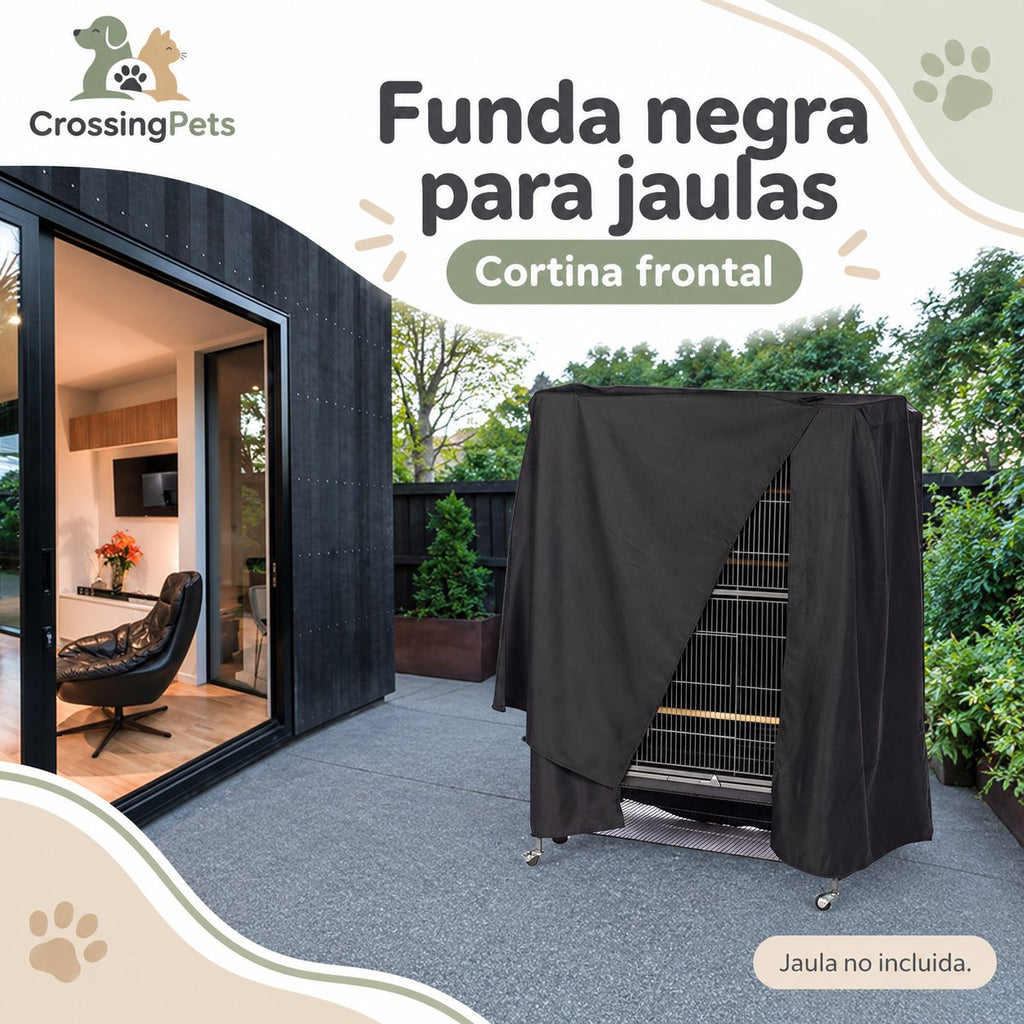 Funda negra para jaulas con cortina frontal — CrossingPets · imagen 3