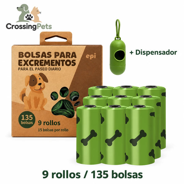 Bolsas biodegradables para excrementos con dispensador