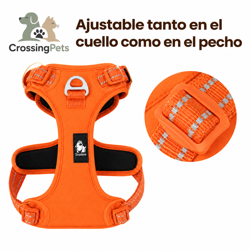 Ajuste del cuello y del pecho del arnés Truelove naranja — CrossingPets