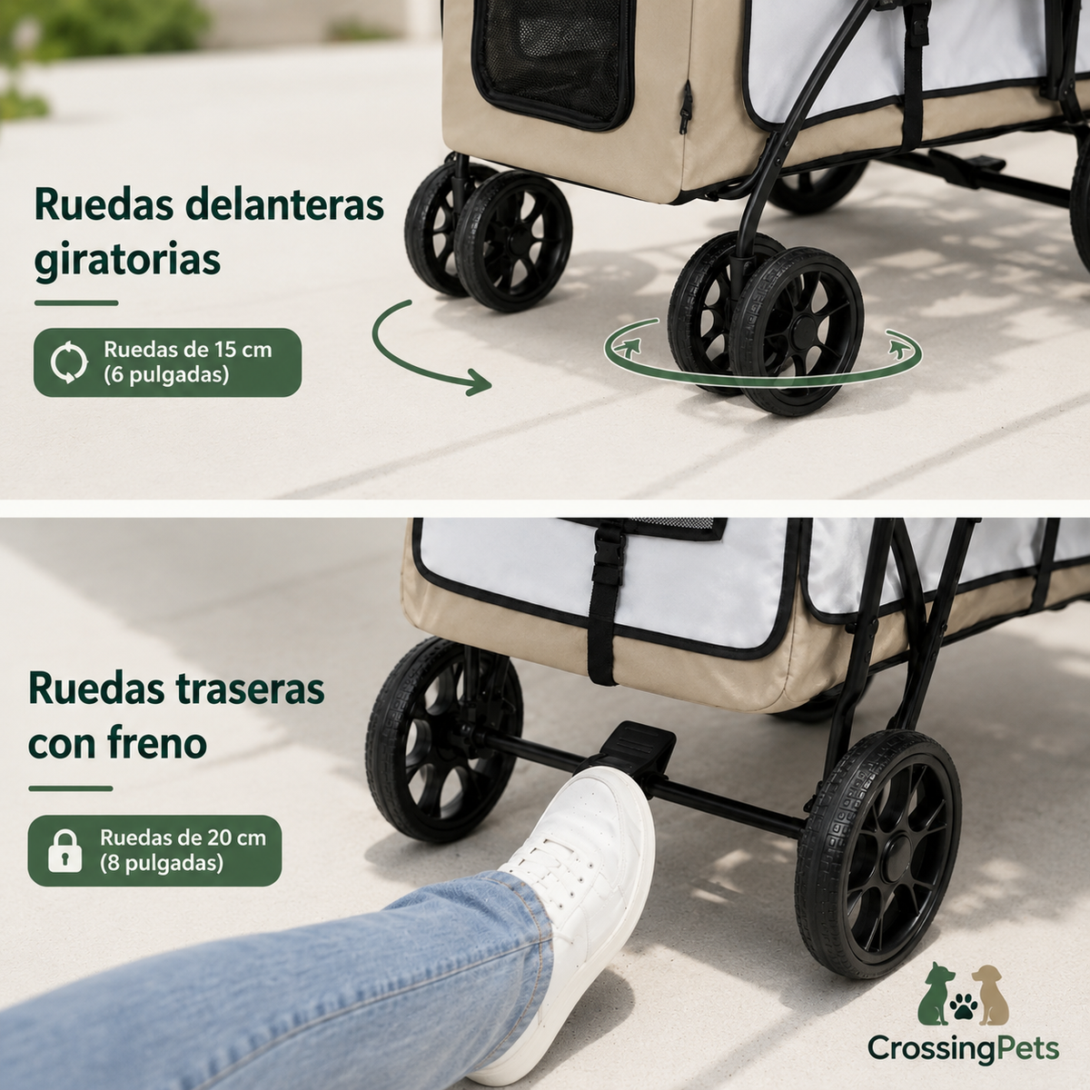 Carrito para mascotas 2 en 1