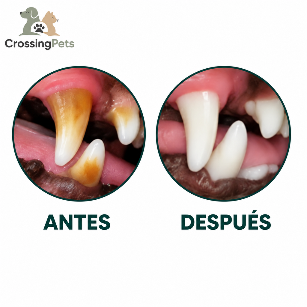 Comparación de antes y después de la limpieza dental — CrossingPets