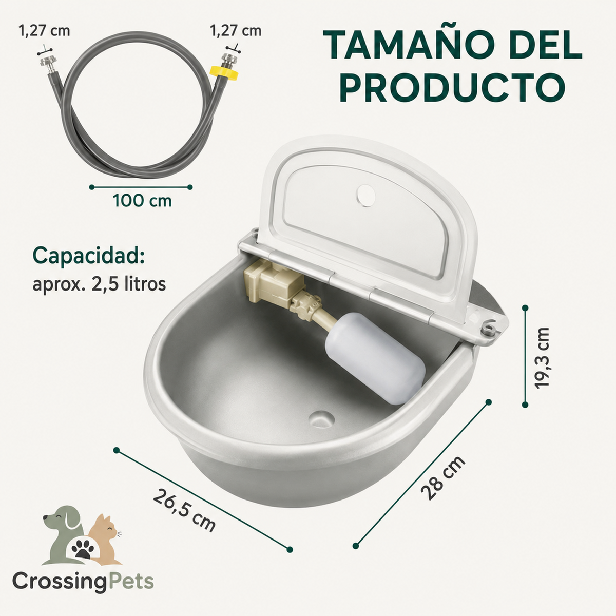 Cuenco automático de agua de acero inoxidable para caballos