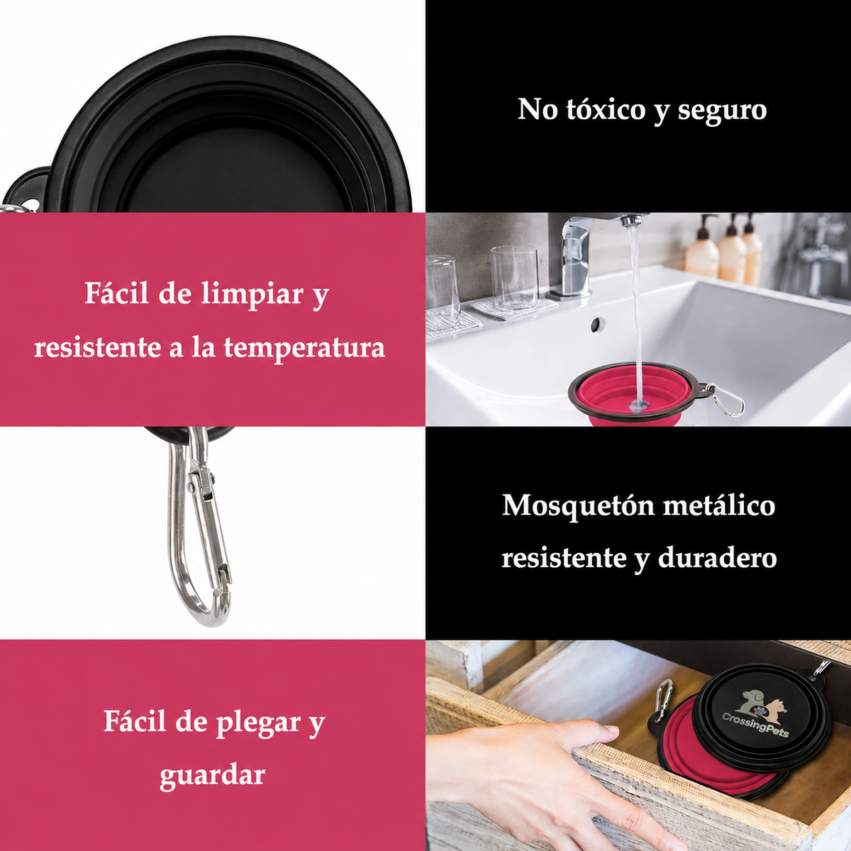 Cuenco de agua portátil plegable