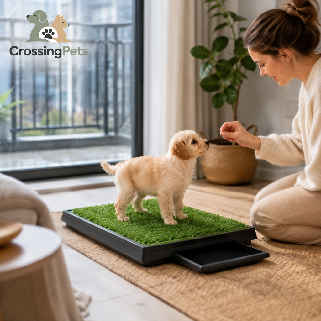 Indoor artificial grass dog potty with removable tray