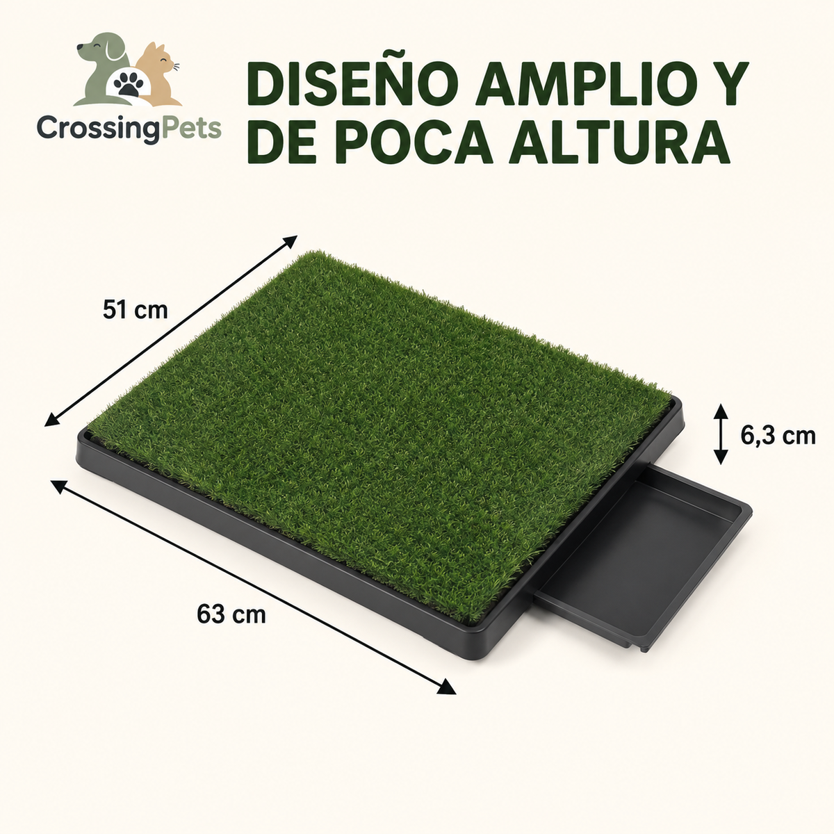 Indoor artificial grass dog potty with removable tray