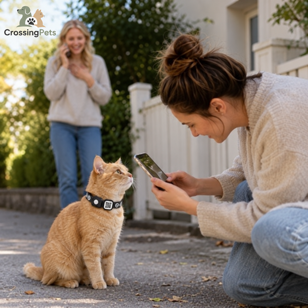 Cat collar with QR ID and AirTag holder