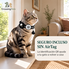 Cat collar with QR ID and AirTag holder
