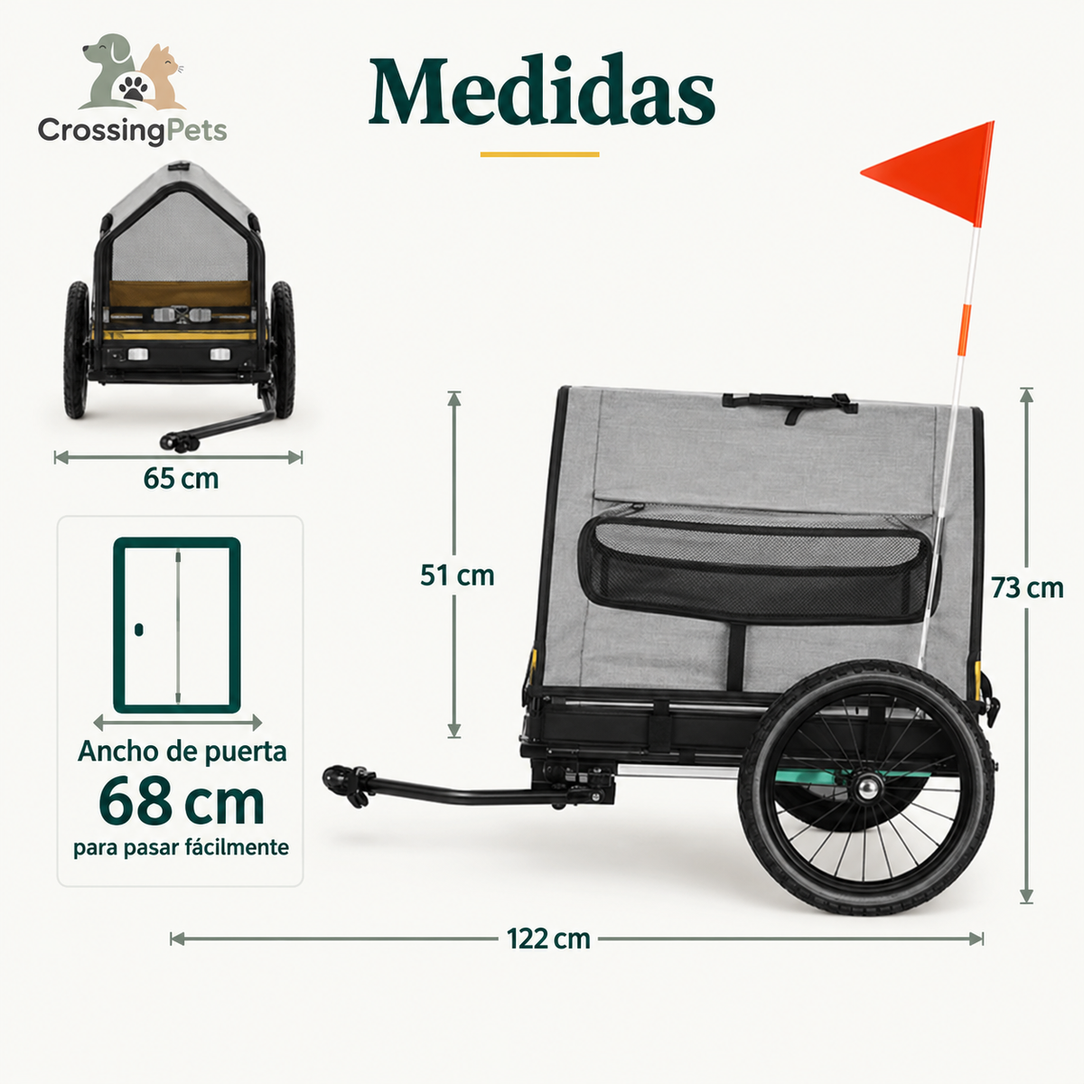 Remolque para bicicleta 3 en 1 de Pawhut