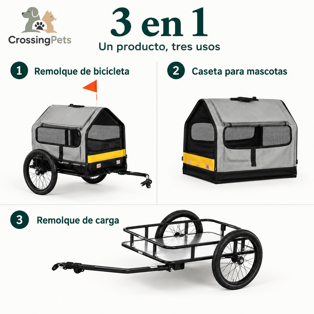 Remolque para bicicleta 3 en 1 de Pawhut