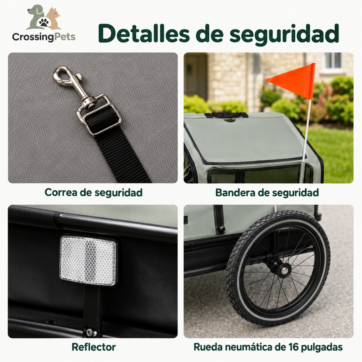 Remolque para bicicleta 3 en 1 de Pawhut