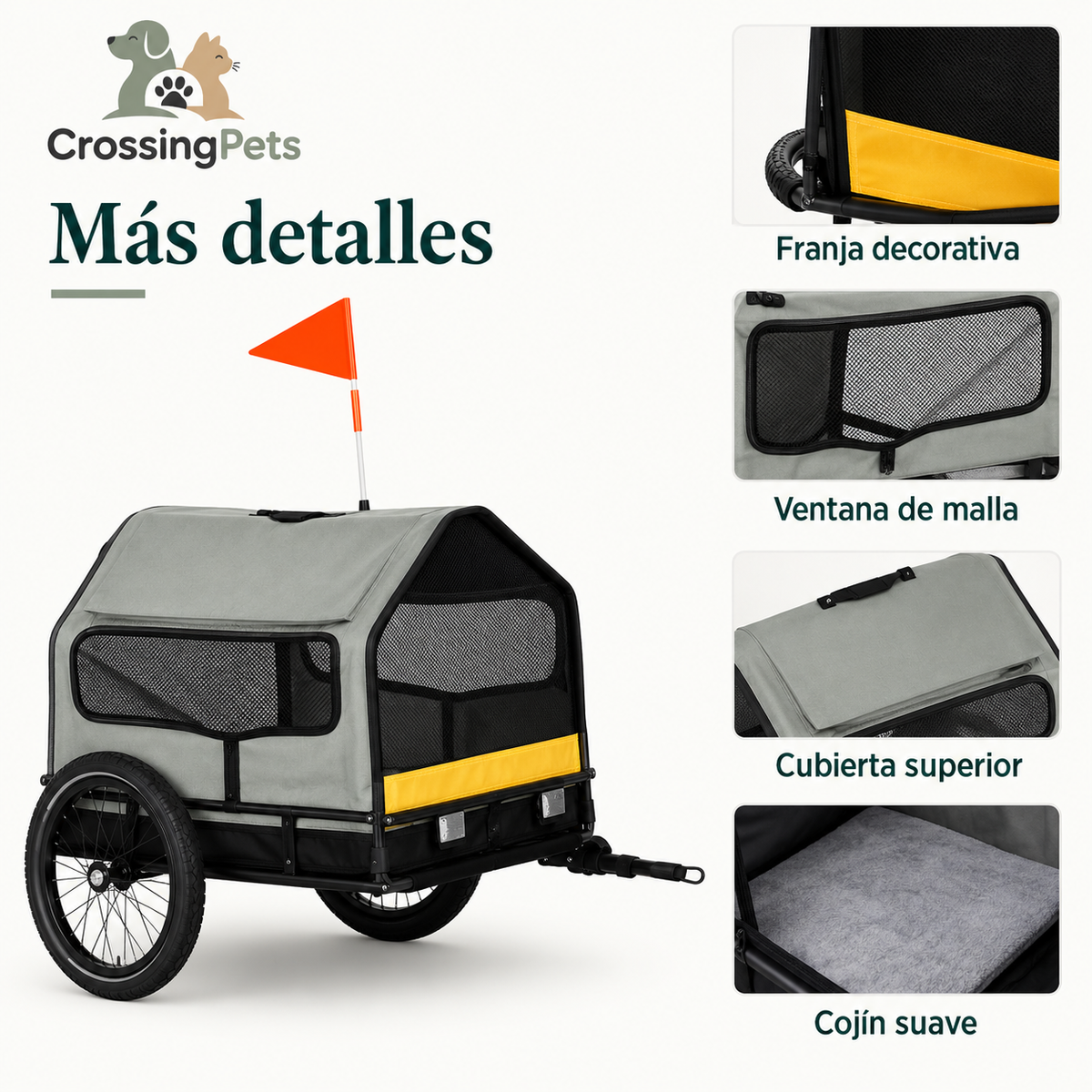 Remolque para bicicleta 3 en 1 de Pawhut