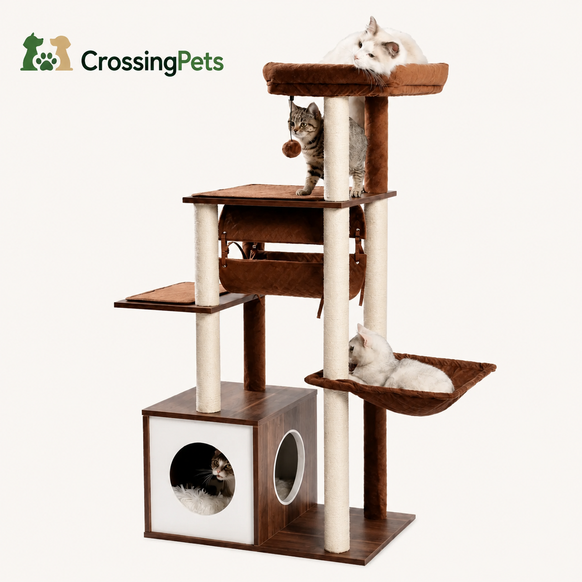 Árbol rascador para gatos con armario de almacenamiento