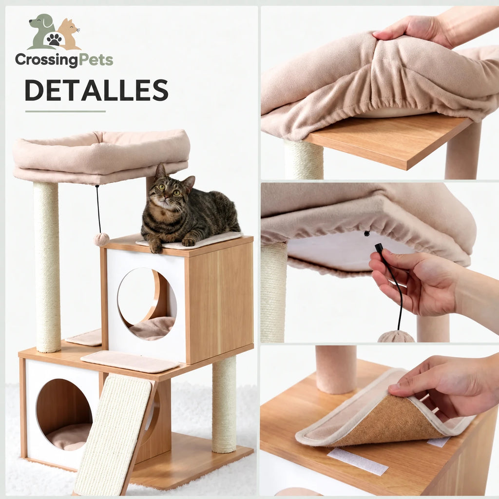 Árboles rascadores bajos para gatos CrossingPets — imagen 9, detalles en español