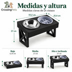 Medidas y alturas del cuenco elevado ajustable — CrossingPets