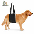 DogHalo-Hebegeschirr für die Hinterhand von Hunden - Bild 1 mit spanischem Text und dem CrossingPets-Logo
