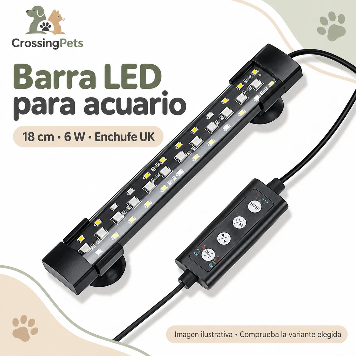Barra LED para acuario con temporizador y color regulable — CrossingPets · imagen 6