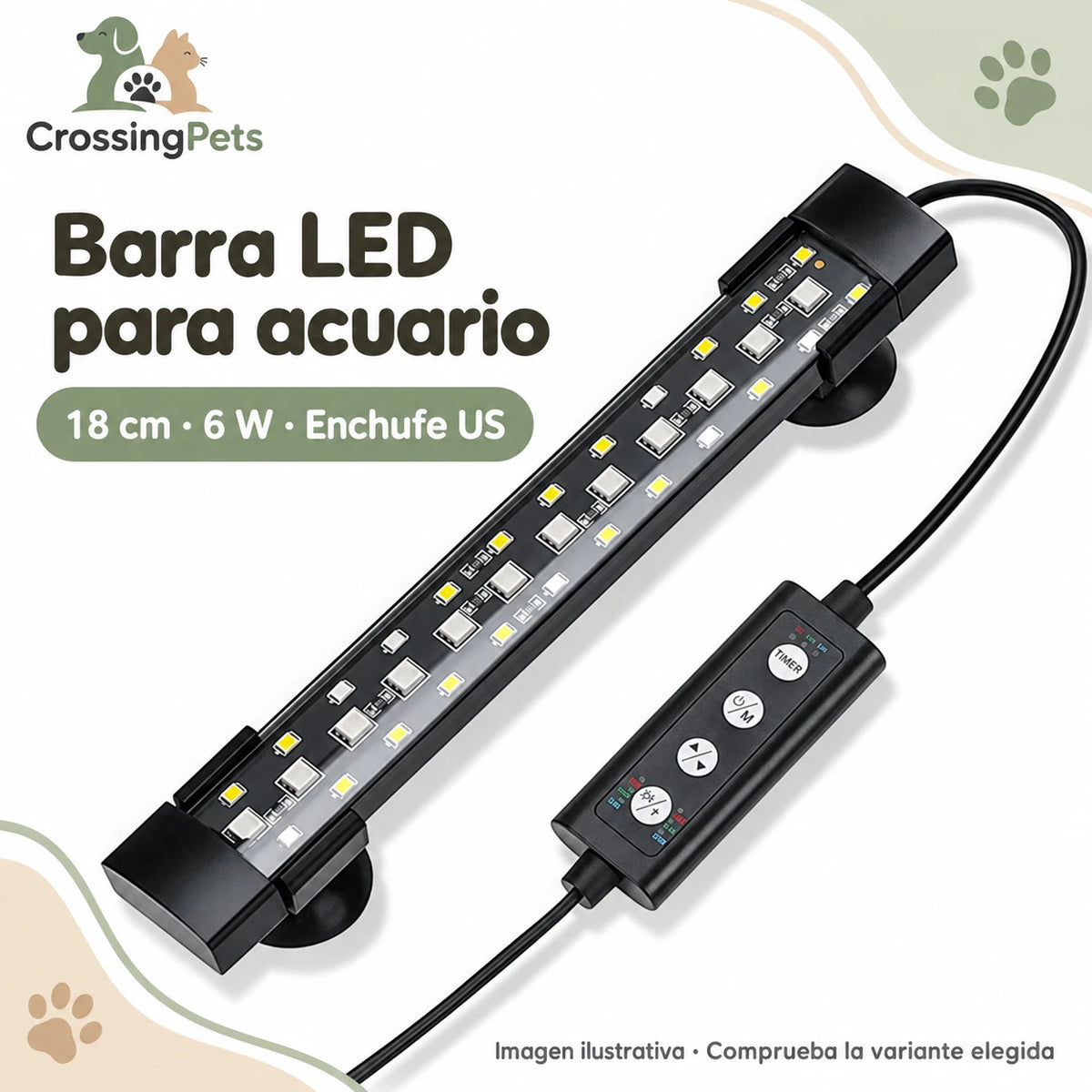 Barra LED para acuario con temporizador y color regulable — CrossingPets · imagen 7