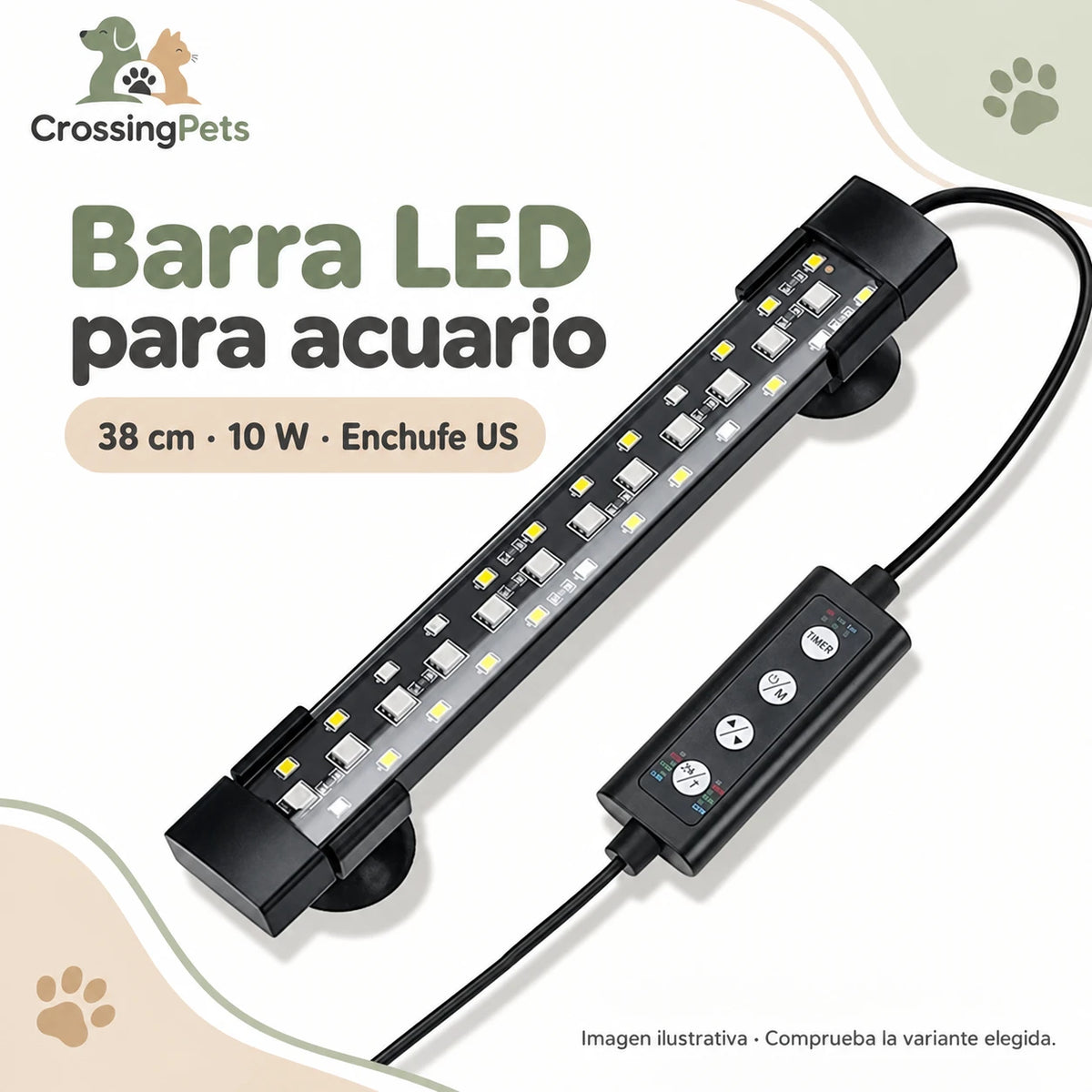 Barra LED para acuario con temporizador y color regulable — CrossingPets · imagen 2