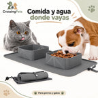 Comedero doble plegable de silicona con bolsa — CrossingPets · imagen 2