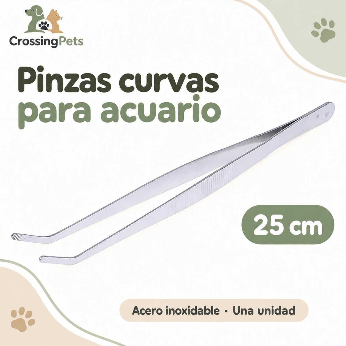 Pinzas curvas de acero inoxidable para acuario · de 12,5 a 30 cm — CrossingPets · imagen 2