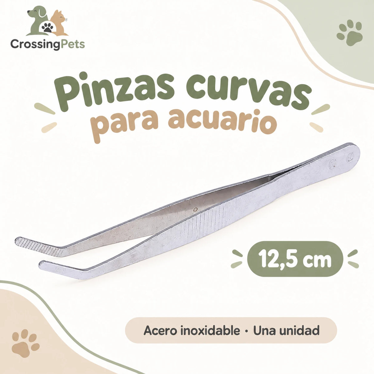 Pinzas curvas de acero inoxidable para acuario · de 12,5 a 30 cm — CrossingPets · imagen 7