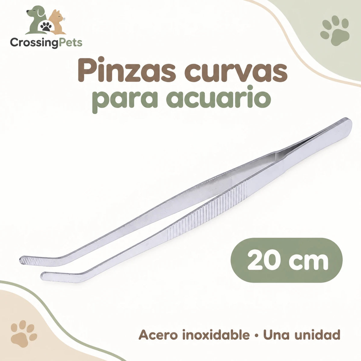 Pinzas curvas de acero inoxidable para acuario · de 12,5 a 30 cm — CrossingPets · imagen 3