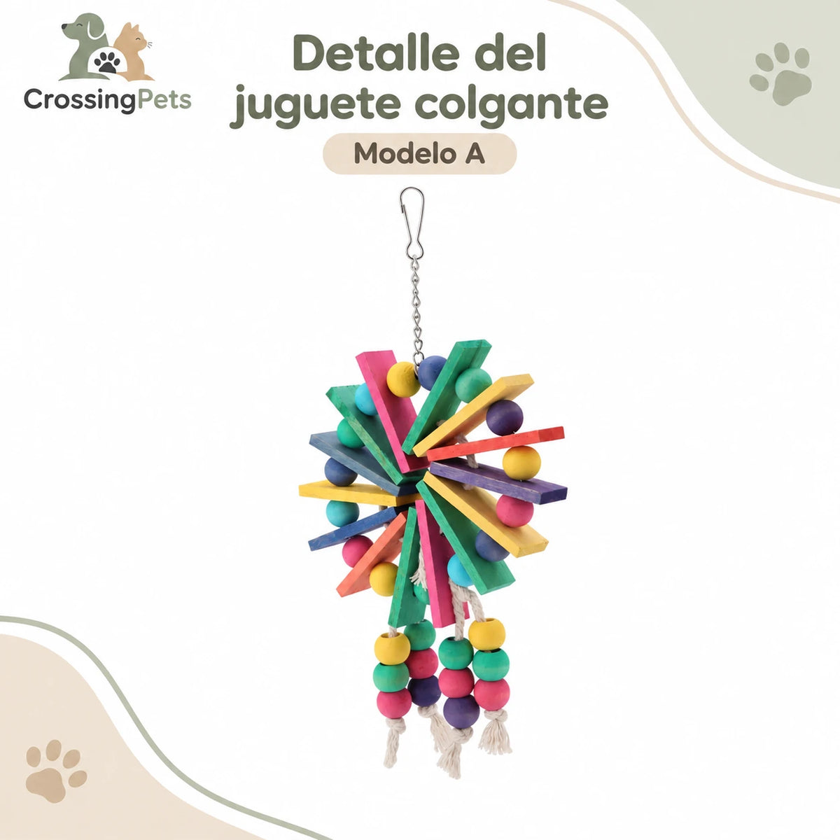 Juguetes colgantes para aves: pack y modelos individuales — CrossingPets · imagen 10