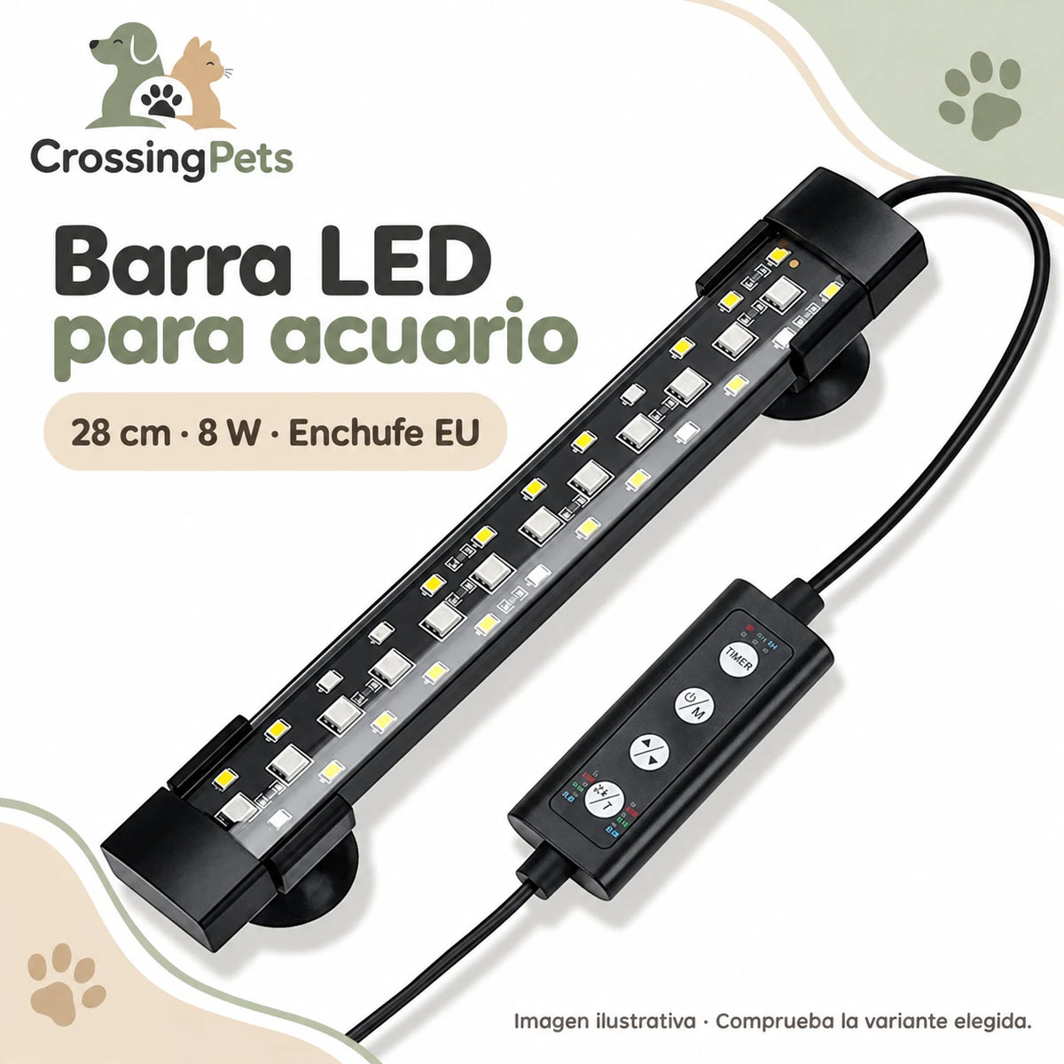 Barra LED para acuario con temporizador y color regulable — CrossingPets · imagen 8
