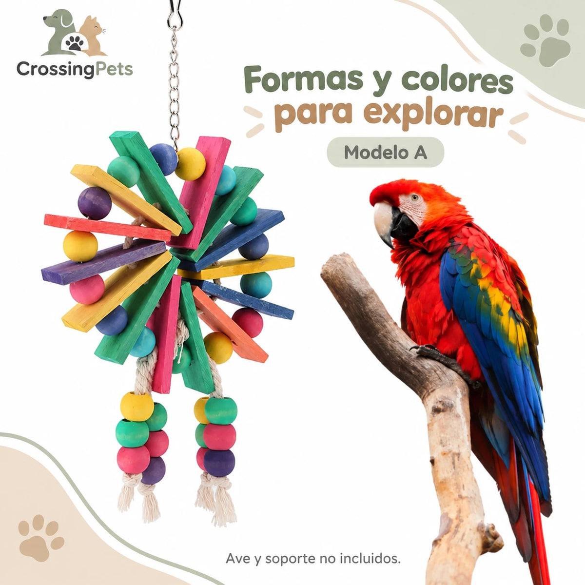 Juguetes colgantes para aves: pack y modelos individuales — CrossingPets · imagen 7