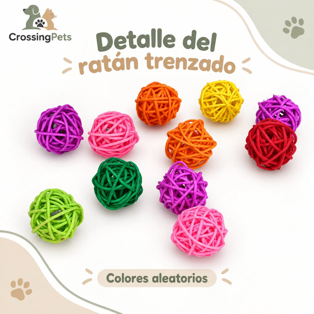 Bolas de ratán de colores para aves — CrossingPets · imagen 5