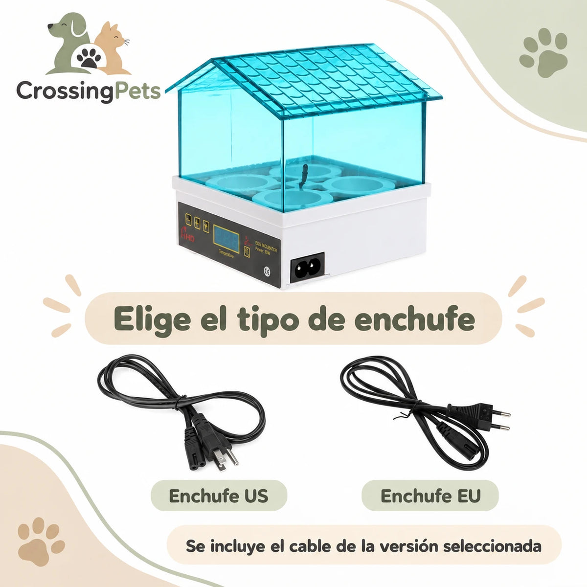 Incubadora compacta de cuatro huecos con cubierta transparente — CrossingPets · imagen 3