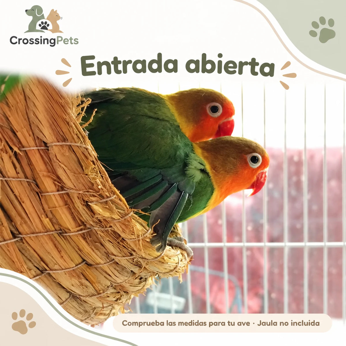 Nido de paja tejido a mano para aves — CrossingPets · imagen 2
