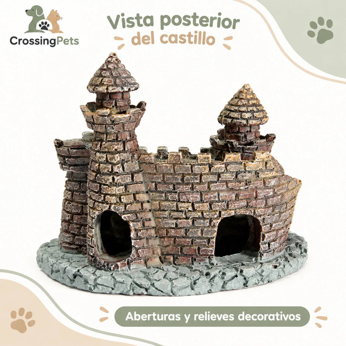Castillo decorativo de resina para acuario · 11 cm — CrossingPets · imagen 4