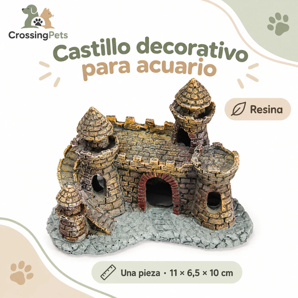 Castillo decorativo de resina para acuario · 11 cm — CrossingPets · imagen 2
