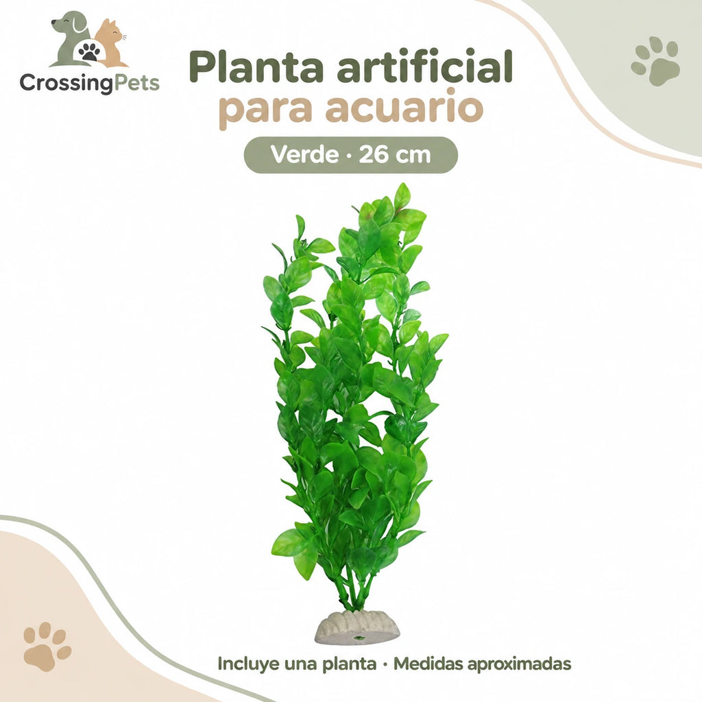 Planta artificial verde para acuario · 26 cm — CrossingPets · imagen 2