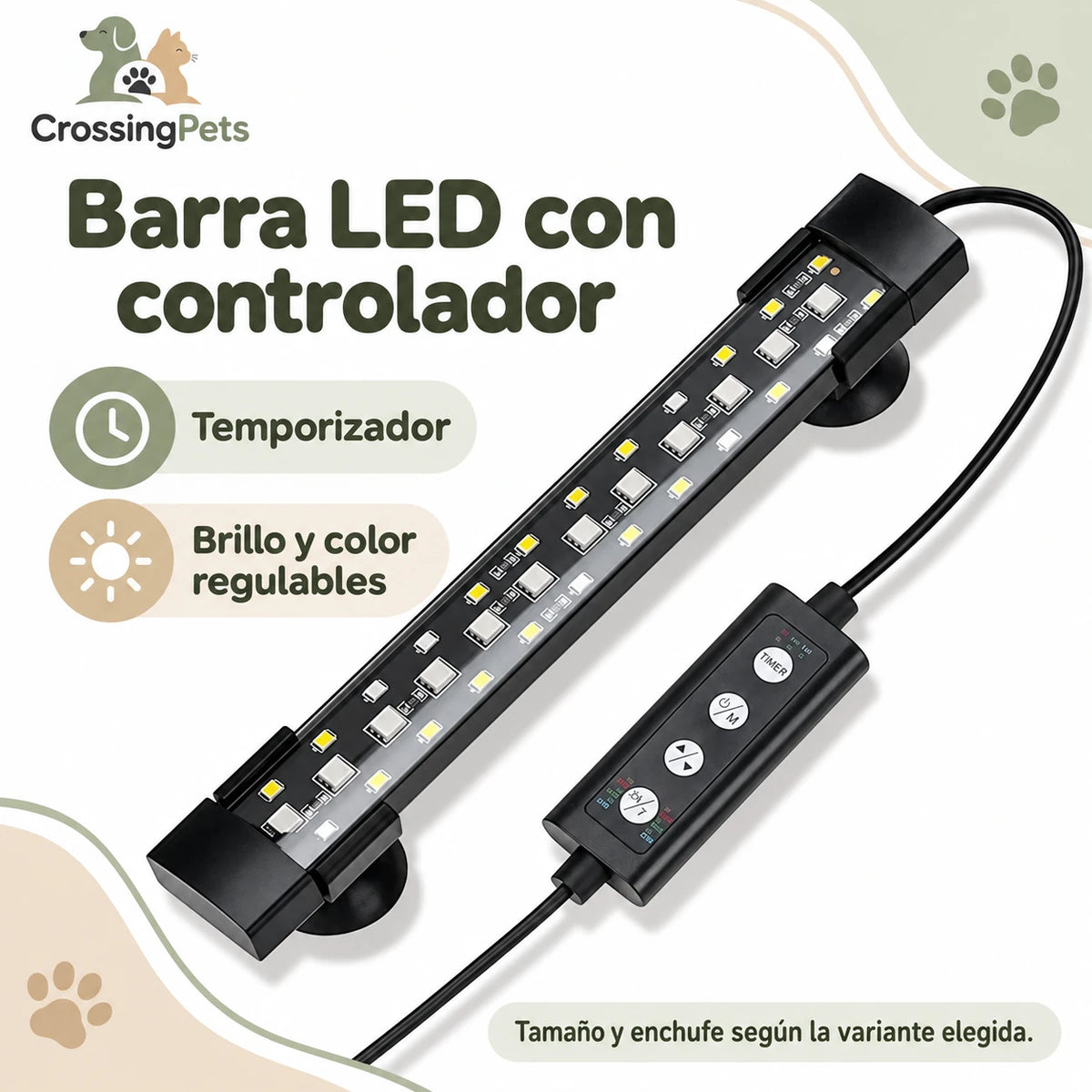 Barra LED para acuario con temporizador y color regulable — CrossingPets · imagen 12