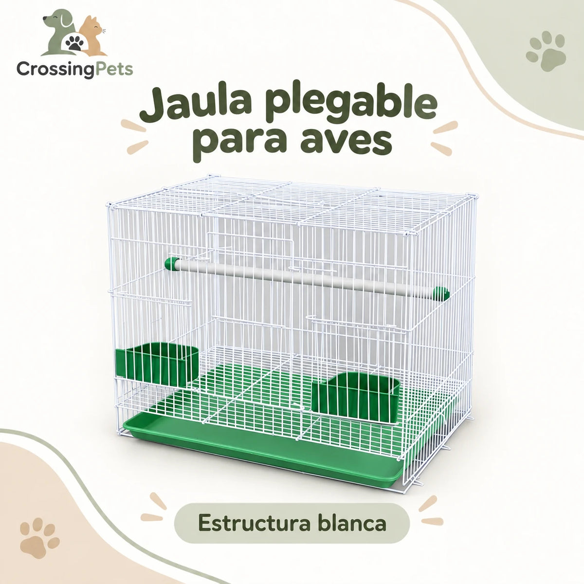 Jaula rectangular plegable para aves — CrossingPets · imagen 2