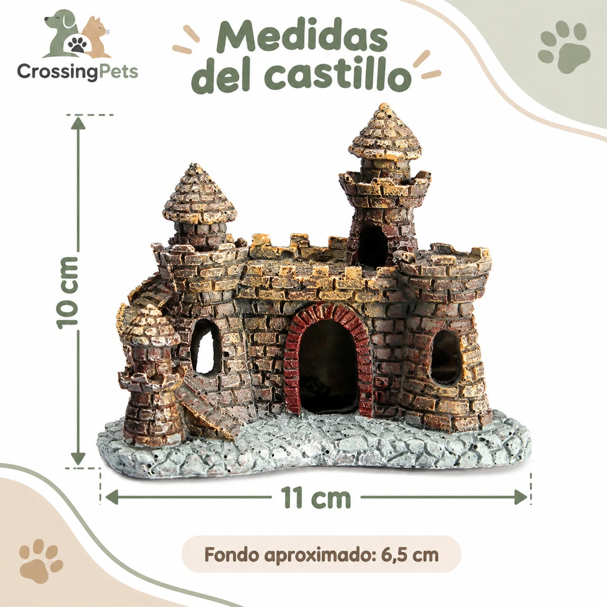 Castillo decorativo de resina para acuario · 11 cm — CrossingPets · imagen 3