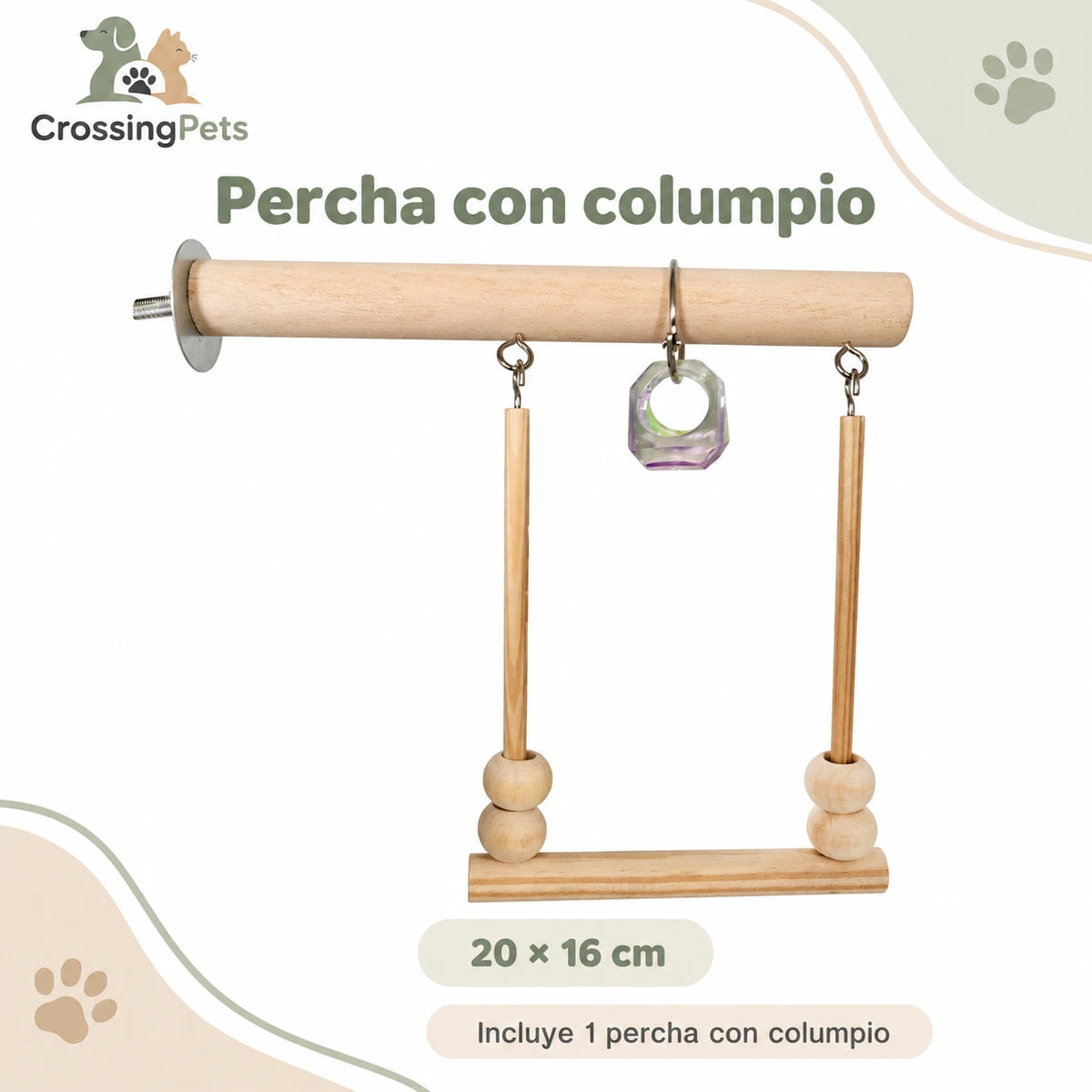 Columpios y perchas de madera para aves — CrossingPets · imagen 2