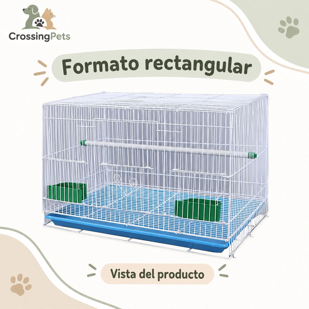 Jaula rectangular plegable para aves — CrossingPets · imagen 3