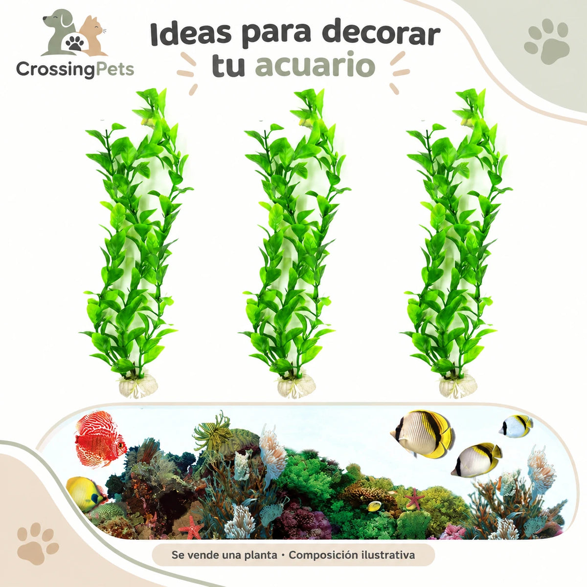 Planta artificial verde para acuario · 26 cm — CrossingPets · imagen 3