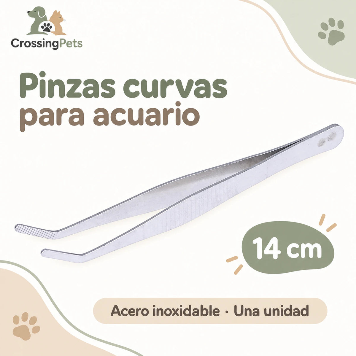 Pinzas curvas de acero inoxidable para acuario · de 12,5 a 30 cm — CrossingPets · imagen 6