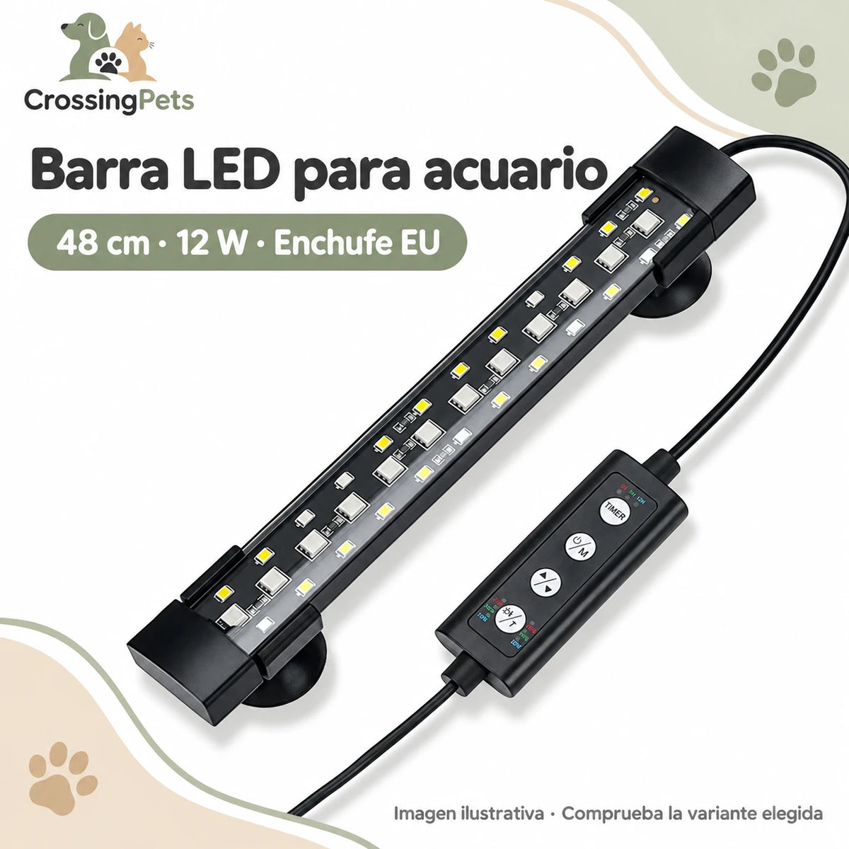 Barra LED para acuario con temporizador y color regulable — CrossingPets · imagen 3