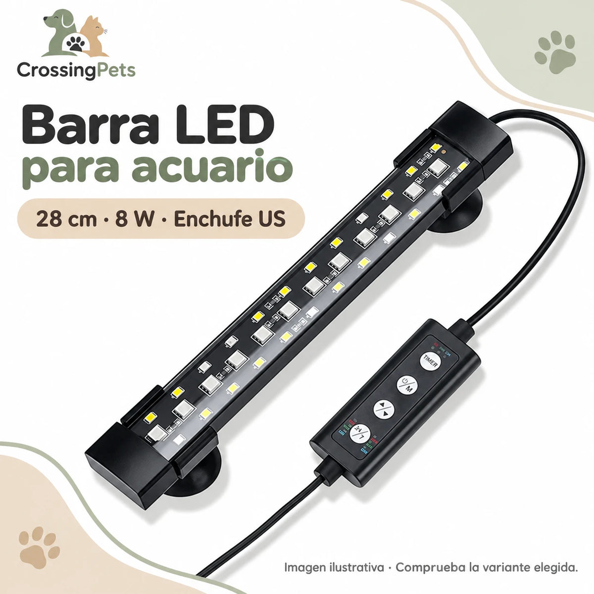 Barra LED para acuario con temporizador y color regulable — CrossingPets · imagen 10