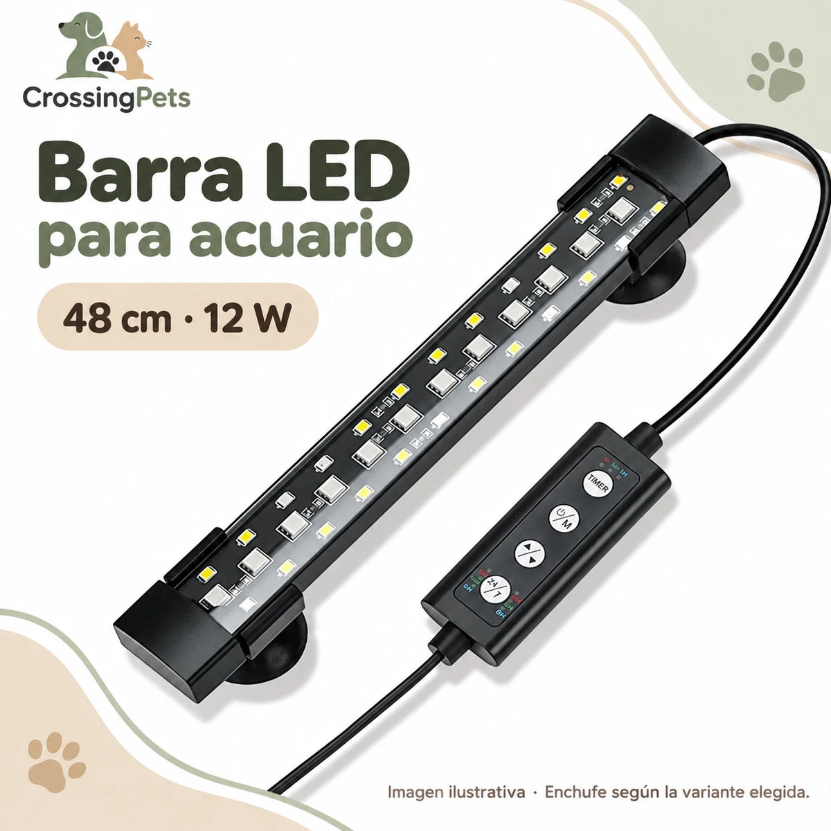 Barra LED para acuario con temporizador y color regulable — CrossingPets · imagen 4