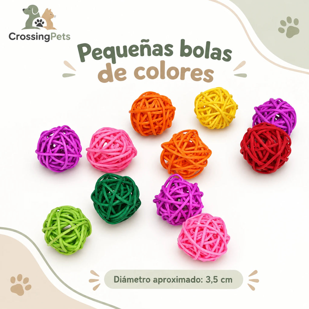 Bolas de ratán de colores para aves — CrossingPets · imagen 6